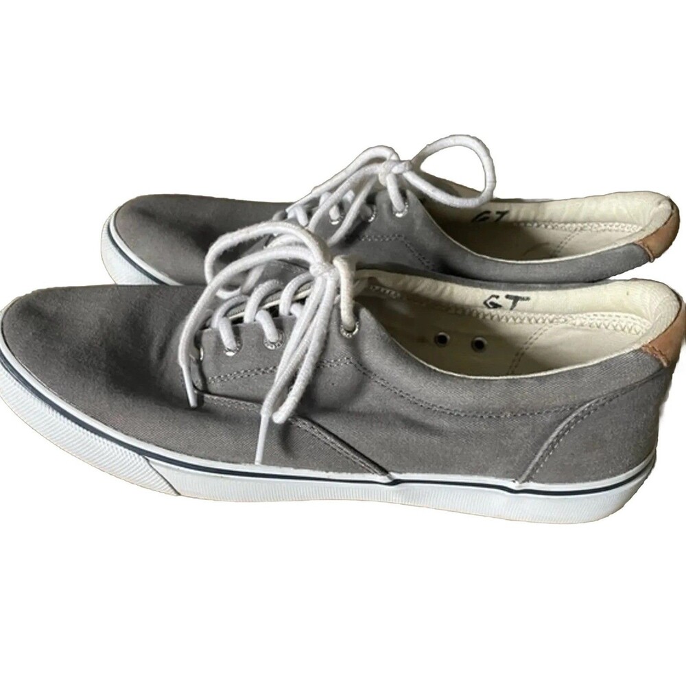 Hommes Sperry Top-Sider Gray Lace-up Halyard Canvas Sneakers SIZE 13
